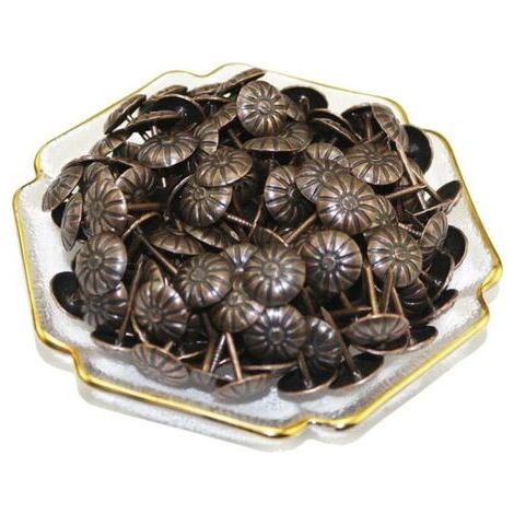 Dekorative Bronzenägel im Retro-Antik-Stil, Polsternägel, dekorative Möbelnägel zur Verstärkung und Dekoration von Sofas, Betten, Schränken, Wänden, Holzarbeiten, Rotbronze, 11 x 16 mm, 100 Stück (1/5)