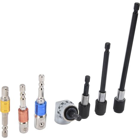 Ensemble d'outils électriques industriels 7 pièces avec rallonge magnétique hexagonale pour douille de 6,35 mm (1/4 pouce) et adaptateur pour foret (1/5)
