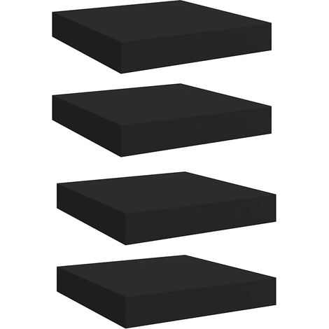 Estantes flotantes de pared 4 uds MDF negro 23x23,5x3,8 cm vidaXL
