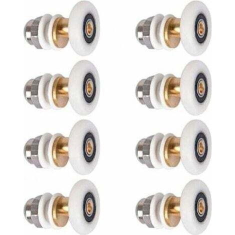 8 Pièces Roulette Porte Douche, Roulettes de Porte Coulissante Cabine de Douche Porte Poulies Roue de Rechange pour Rouleau avec Diamètre de Roues 25mm (1/4)