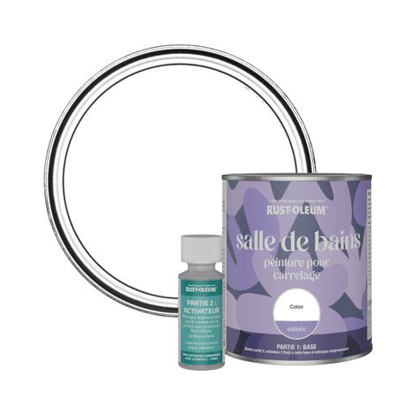 Peinture pour Carrelage de Salle de Bain, Finition Satinée - Coton 750ml (1/3)