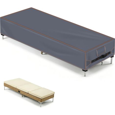 Garden Sun Lounger Cover, 210 x 75 x 40 cm, 420D Oxford Cover, Waterproof, UV Protection, Fade Resistant, Tear-Proof, Grey (1/5)