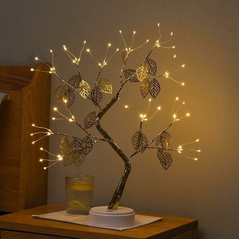 Lampe de table LED Bonsaï - 50 cm - Décoration de table LED - USB et batterie avec interrupteur tactile - Lampe de table pour la maison, les fêtes, les décorations de Noël, (1/5)