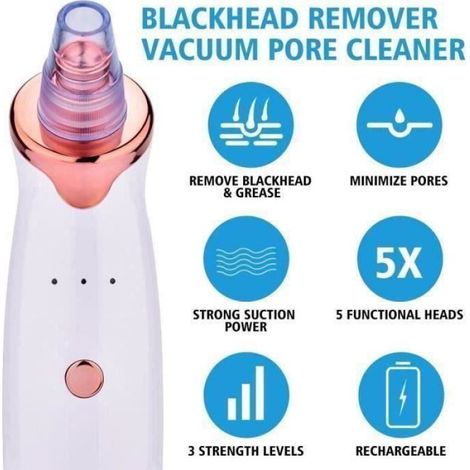 BK Aspirateur Point Noir Rechargeable Extracteur de Point Noir Portable Dispositif de Beauté Nettoyant Acné Électrique M0451 (1/4)