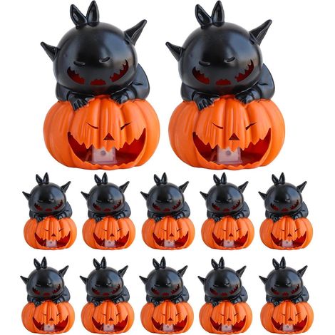 Bougie Halloween - 12 Bougies Citrouille Sans Flamme Halloween - Éclairage (1/5)
