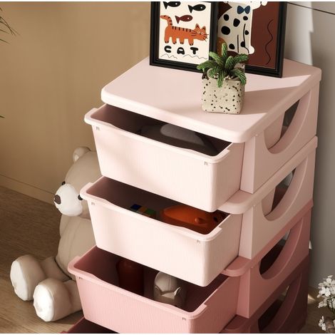 Mueble de almacenaje para niños con 4 cajones, 37 x 37 x 76 cm, rosa DESVIAE (1/5)