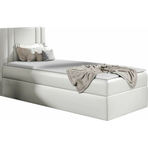 Lit boxspring Mel I, Soft 017, Continental, Unique, 100x200, Faux cuir, Disponible, 102x208x103cm (1/5)