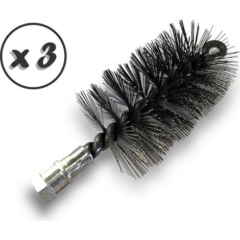 Lot de 3 Brosses à tube PRO ACIER Ø 65 mm Raccord M12175 femelle Ame en acier torsadé Nettoyage brossage tube et canalisation Kibros 41SCA65x3
