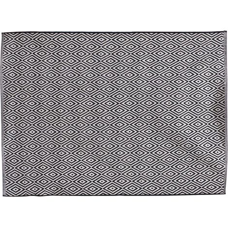 Tapis rectangle losanges noir blanc 120x170 cm (1/4)