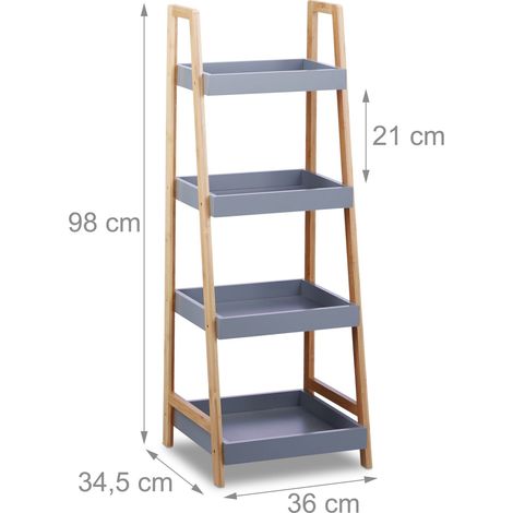 Estantería de baño moderna de 4 niveles almacenamiento práctico 80 x 30 x 120 cm de bambú natural 130003747 (1/3)