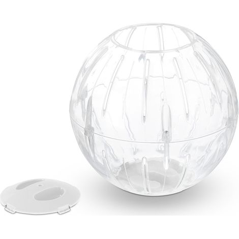 Palla da esercizio trasparente per piccoli roditori 30 x 20 cm con coperchio pratico e sicuro in plastica bianca 130012593