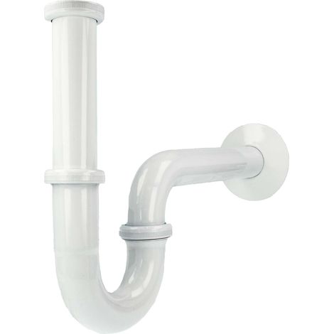 tecuro PROFI Röhrengeruchsverschluss Siphon extra lang weiß RAL 9010 (1/5)