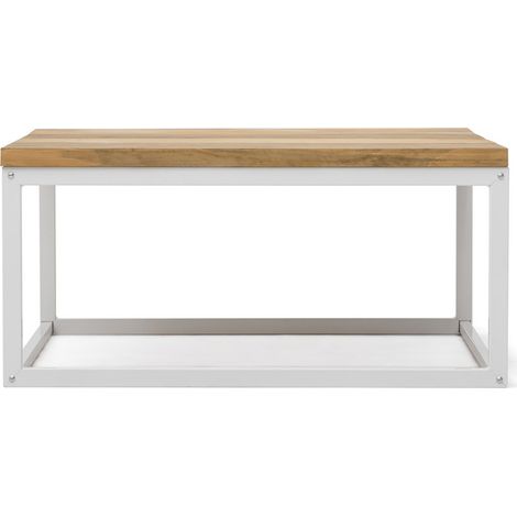 Mesa de Centro Preston Blanca 80x80x38cm con tablero de madera maciza de piezas tricolor Box Furniture (1/3)