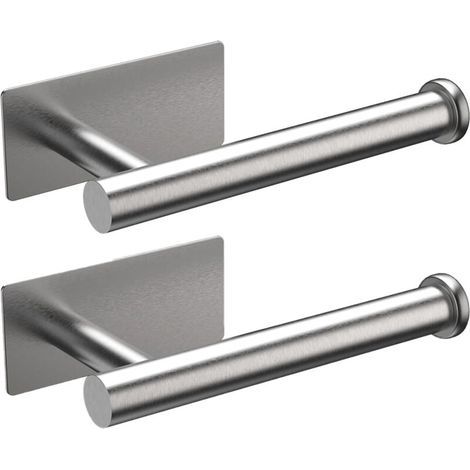 Set aus zwei wandmontierten Toilettenpapierhaltern aus Edelstahl, selbstklebend, ohne Bohren. (1/4)