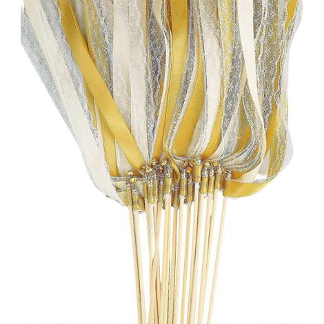 (Dentelle dorée) 20 baguettes de ruban satiné pour décoration murale de mariage, parfaites pour les cérémonies de mariage, les cadeaux d'invités, les anniversaires et les fêtes. (1/5)