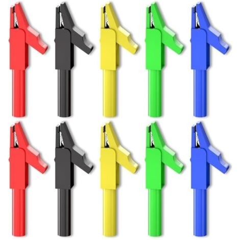 Pinces Crocodile isolées avec prise banane de 4mm, 10 pièces, 300V, 15a, cinq couleurs, pour les tests électriques multimètre