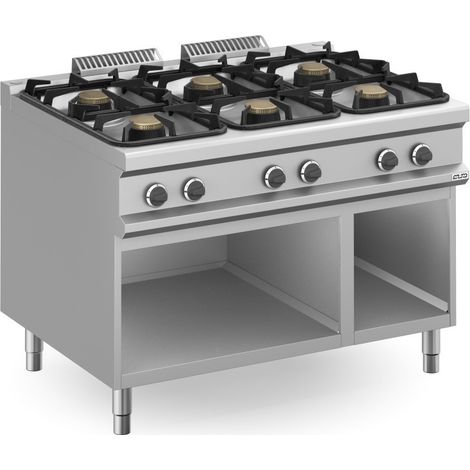 Fourneau à gaz - 6 feux - 2x7+2x11 kW - Avec meuble - Arilex