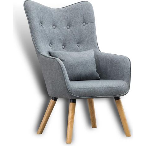 Estexo – Fauteuil relax en tissu gris – Rembourrage souple – Accoudoirs confortables – Dimensions 101x63x63 cm – Hauteur d'assise 41 cm (1/5)