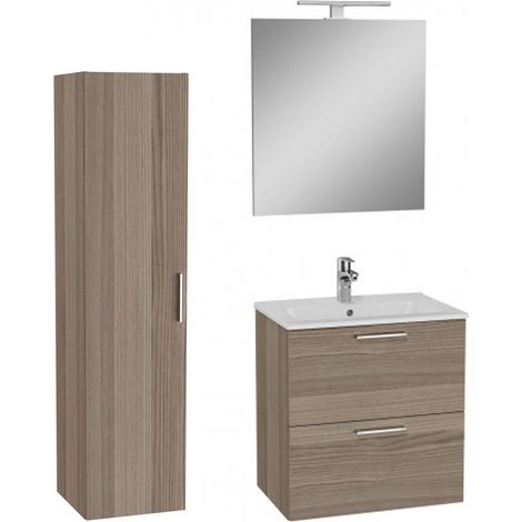 Vitra Set Mia ensemble meuble 59x61x39,5cm avec miroir, lavabo, éclairage LED + armoire 145x35x35cm, Cordoba (1/5)