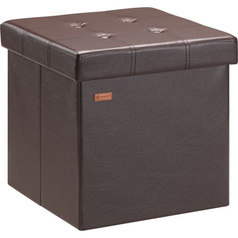 CASARIA® Pouf Sgabello Contenitore 38x38x38cm Box Portaoggetti M Brown (en)