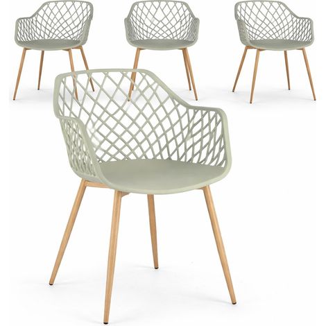 Lot de 4 chaises Optik - Polyvalentes pour intérieur et éxtérieur-Vert (1/5)