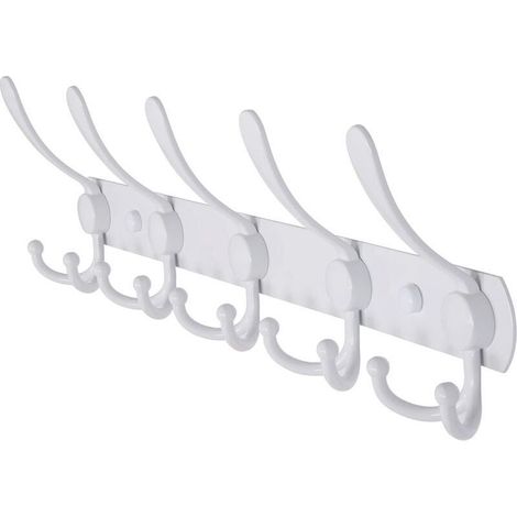 Porte Manteau Mural 5 Crochets Tri, Robuste, Acier Inoxydable, Porte Manteau Métallique pour Porte Manteau Chapeau Serviette Sac à Main RobesEntrée de Salle de Bain, Blanc (1/5)