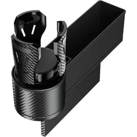 (A) Organisateur de rangement pour l'espace entre le siège avant et le siège auto, boîte de rangement en cuir PU avec double porte-gobelets et poche de voiture résistante (1/5)