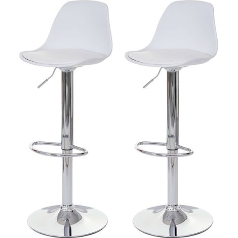 2x sgabelli da bar sgabello da bancone girevole con base sintetica bianca e struttura in acciaio cromato 040000122