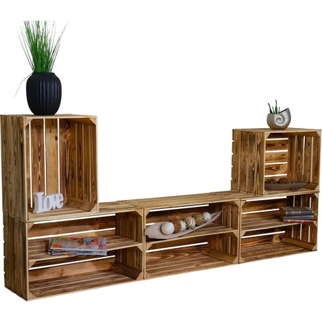 TV-Board "Amrum" mit Regal (Geflammt) (1/4)