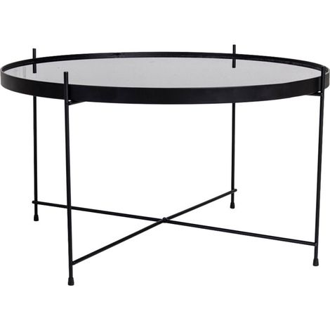 Table basse en verre et métal ø70xh40cm - Noir - VENEZIA (1/5)