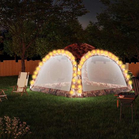 Tente de réception Tonnelle de Jardin - Rapide à Installer avec LED et 4 parois 3,6x3,6x2,3m Camouflage BV443573 - BonneVie (1/5)