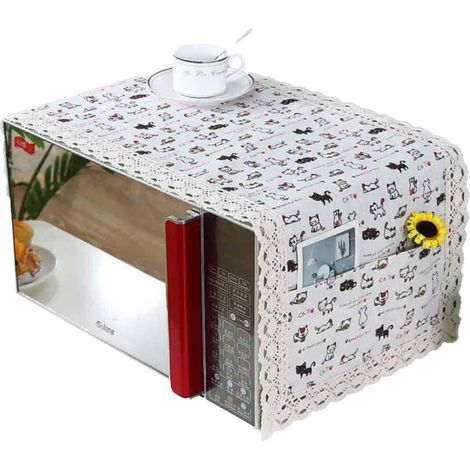 1 Housse four micro-ondes, coton lin résistant huile, poche rangement, protection poussière, cuisine (1/5)