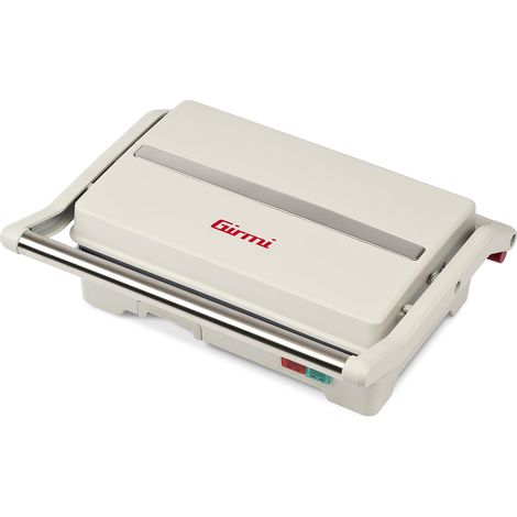 Girmi TS15 Griglia Elettrica, 900W, Piastre Antiaderenti 23 x 14 cm, Apribile a Libro 180°, Manico Antiscottatura, Cassetto per Raccolta Liquidi, 2 Spie di Funzionamento, Beige Opaco (1/5)