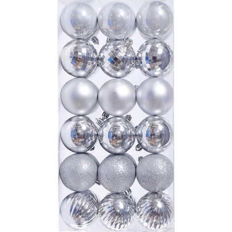 36-teiliges stilvolles Weihnachtskugel-Set, elegante Weihnachtskugeln für festliche Dekorationen zu Hause und im Geschäft, Silber (1/5)