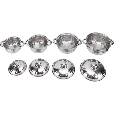 Ensemble de casseroles en acier inoxydable, 4 pièces, marmite avec couvercles, marmite à Sauce et à soupe à double poignées pour la cuisine