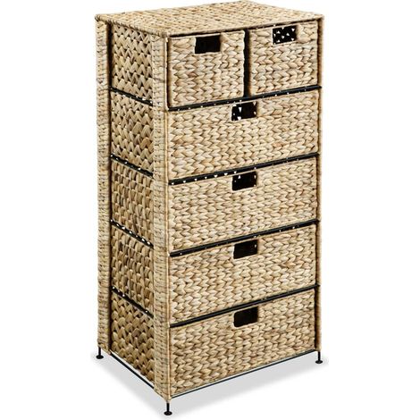 The Living Store Lagereinheit mit 6 Körben 47 x 37 x 100 cm Wasserhyazinthe - Aufbewahrungsraum - Garderobe - Schuhschrank - Wohnzimmer Dekoration - Landhaus Stil (1/5)