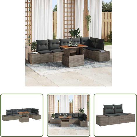 Gartenmöbel - Garten Essgruppe mit Kissen 7 pcs Grau und Braun (1/5)