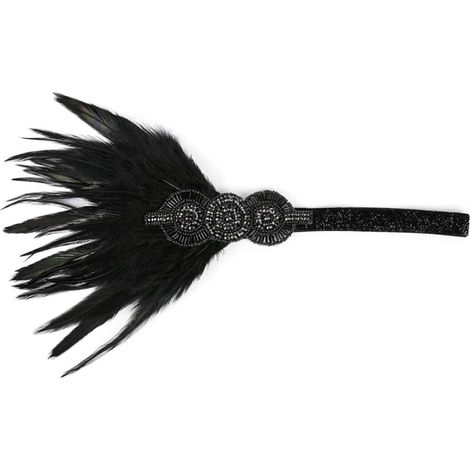 Black Feather Headband, Party and Photo Accessory (1/5)