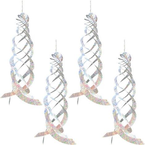 Set mit 4 Taubenabwehrmitteln, reflektierende Anti-Taubenstreifen, hängendes Windmühlen-Design für Balkon und Garten (1/5)