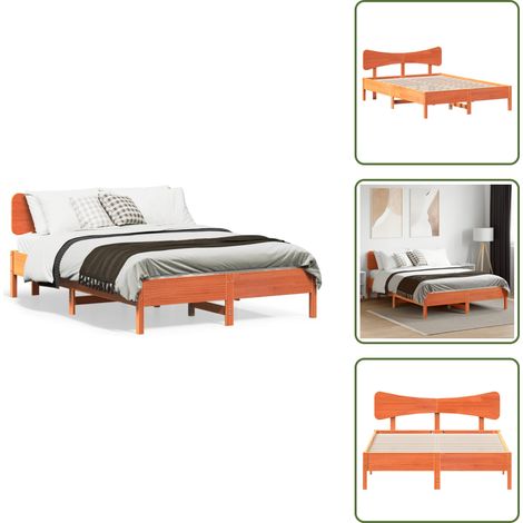 vidaXL Cadre de lit sans matelas cire marron 120x190cm bois pin massif (1/5)