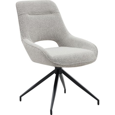 Silla de comedor giratoria 360° en tejido gris beige, set de 2, estructura de metal negro (1/5)