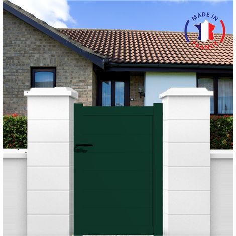 Portillon aluminium modèle plein en kit dimensions L.1000 (entre piliers) x H.1900 mm Couleurs Vert (RAL 6005)