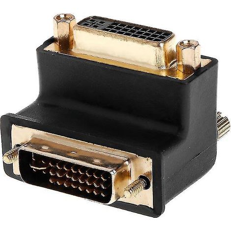 Adaptateur d'extension DVI-i double liaison numérique mâle vers femelle coudé à 90° pour moniteur LCD HDTV (1/4)