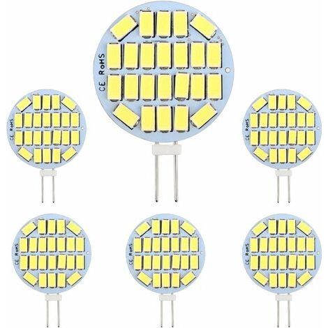 G4 LED 3W, AC12-24V, 300LM Blanc Froid 6000K, 24x5730 SMD, Équivalent Ampoule Halogène 30w, Non-Dimmable, G4 Ampoule Ronde LED pour Lumière d'armoire, Éclairage, Éclairage Encastré, Lot de 6 (1/5)