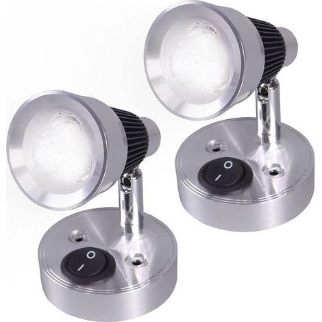 Lot de 2 lampes de lecture LED 12V interrupteur camping-car van bateau blanc froid (1/5)