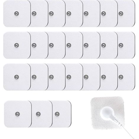 [NEVER USED] Electrode Pads, 25 Pieces 5 x 5 cm 3.5 mm Snap Button Reusable Adhesive Electrodes, Self-Adhesive Replacement Pads, Device Pads, Firmly Adhesive, with Non-Irritating Design Compatible wit