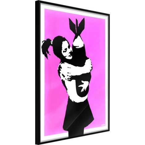 Affiche Murale Encadrée "Banksy Bomb Hugger" 40 x 60 cm Noir