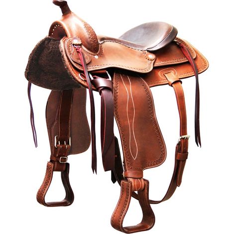 16", Marrone: Sella americana modello Reining Red Horns con seggio in cuoio liscio