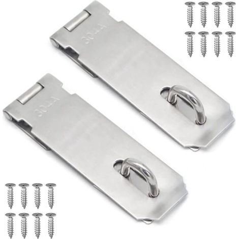 Silver 2 Pcs Padlock Hasp Staple,Door Clasp Door Lock Steel Latch Hasp,128mm Padlock Hasp With Screws Security Cabinet Door (1/5)