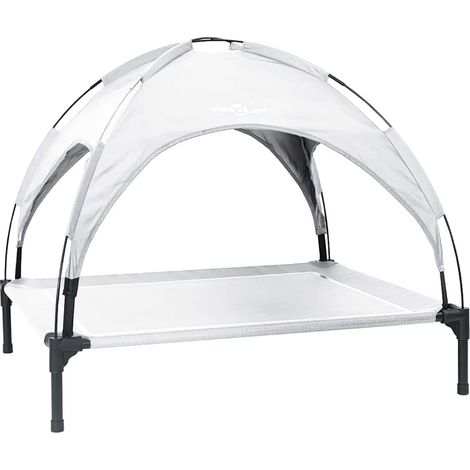 Lit simple Lit adulte Lit Chien Surélevé avec Toit Amovible Argenté L Acier CFW96221 (1/5)